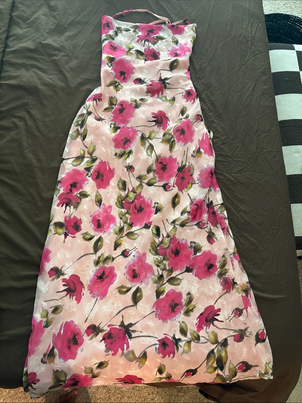 Princess Polly Pink Floral Strapless Maxi Gown